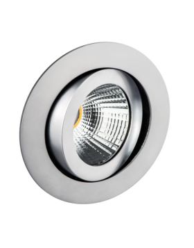 Deluna Aluminium inbouwspot LED kantelbaar dimbaar in warmte chroom mat, 7 W