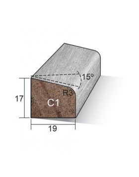 Meranti glaslat C1 17x19mm 490cm gegrond wit