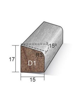 Meranti glaslat d1 17x15mm 400cm gegrond