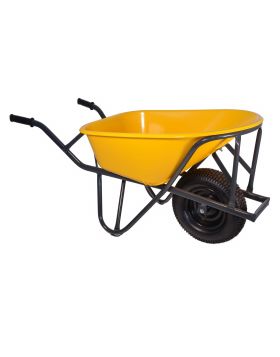 Kruiwagen HDPE 90 Liter stratenmakers geel - NL-fabricaat 
