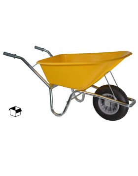 Bouwkruiwagen Basic PE 100 Liter geel DOOS - NL-fabricaat 