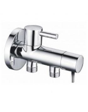 Riko Minimal dubbele hoekstopkraan 1/2 inch x 3/8 inch x 3/8 inch chroom (UITVERKOOP, OP = OP)