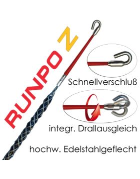 RUNPO Z Kabeltrekveer met anti-torsie-as trekontlasting RVS 9-15mm