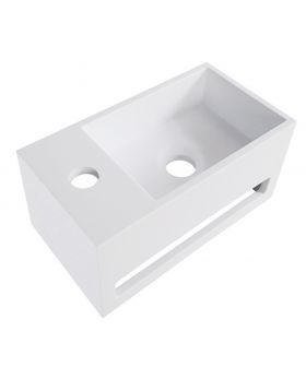 Wiesbaden Solid Surface fontein & handdoekhouder links 356x203x159