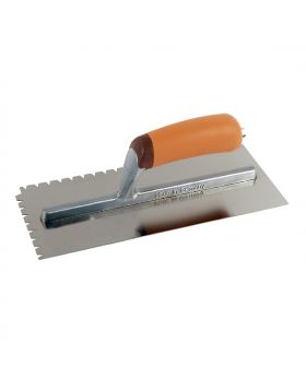 Lijmspaan Super Prof 280x120 mm RVS. driehoeksvertanding 9x5x7 mm met SUPERSOFT-handgreep