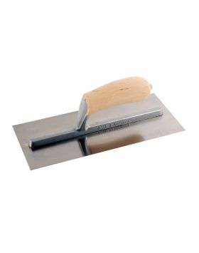 Pleisterspaan SUPER PROF 305x120x0.65 mm met houten handgreep. RVS