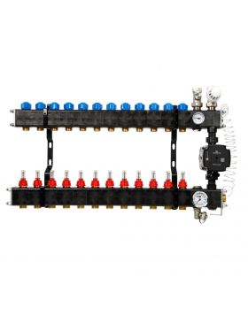 VTE composiet vloerverwarming verdeler met Grundfos UPM3 pomp 12-groeps