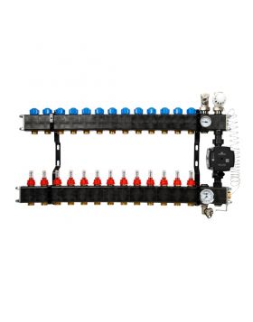 VTE composiet vloerverwarming verdeler met Grundfos UPM3 pomp 13-groeps