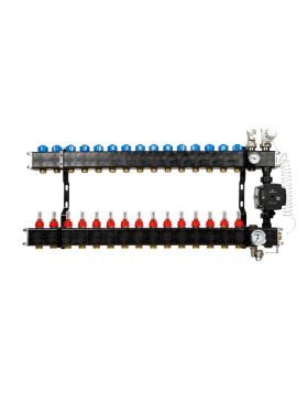 VTE composiet vloerverwarming verdeler met Grundfos UPM3 pomp 15-groeps
