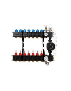 VTE composiet vloerverwarming verdeler met Grundfos UPM3 pomp 7-groeps