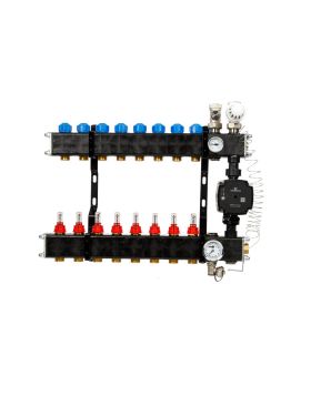 VTE composiet vloerverwarming verdeler met Grundfos UPM3 pomp 8-groeps