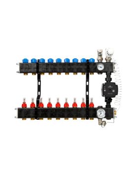 VTE composiet vloerverwarming verdeler met Grundfos UPM3 pomp 9-groeps
