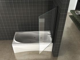 Wiesbaden Orbit draaibare badwand 800x1400 6mm NANO mat-zwart