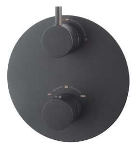 Wiesbaden Caral Rond afbouwdeel inbouwthermostaat 2 weg mat-zwart