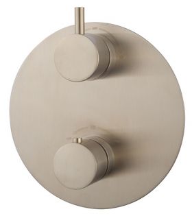 Wiesbaden Caral Rond afbouwdeel inbouwthermostaat 2 weg geborsteld staal