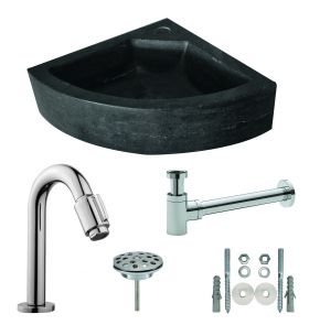 Wiesbaden B-stone Hardstenen hoekfontein 30x30x10 complete set