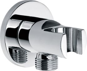 Wiesbaden Caral handdouchehouder met doucheslangaansluiting en opsteek chroom