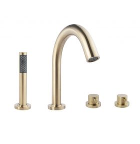 Wiesbaden Caral 4-gats badrandthermostaat geborsteld messing afbouwset