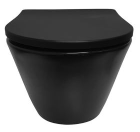 Wiesbaden Stereo rimless wandcloset 53cm + shade zitting mat-zwart