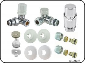 Riko luxe thermostatische radiator aansluitset haaks verkeerd links