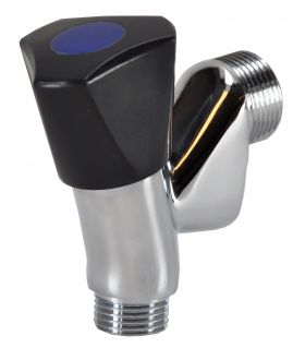 Wasmachine beluchterkraan 1/2inch x3/4inch Zwarte knop