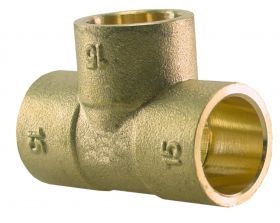 Messing Soldeer T-stuk 15mm