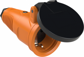Sirox volrubber contrastekker met verend klapdeksel oranje, IP44