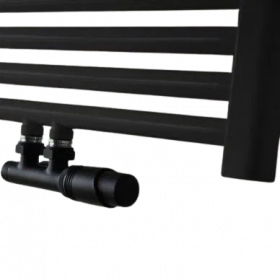 Wiesbaden set thermostatisch onderblok haaks-rechts mat Zwart