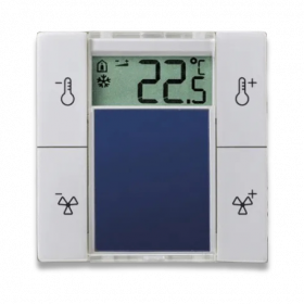 Opus Temperatuursensor met display in Systeem 55 afdekraam 4-weg schakelaar helder wit