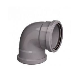 PVC Afvoerbocht 90 graden 2xmanchet grijs 110mm