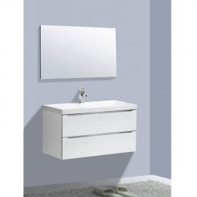 Badmeubel Senza 100 cm met 2 kraangaten hoogglans wit