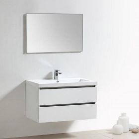 Badmeubel Trendline 100 cm hoogglans wit met 2 kraangaten