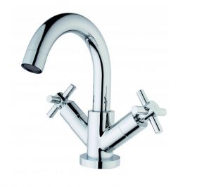 Wiesbaden Cross wastafelmengkraan 2-knops chroom