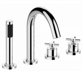 Wiesbaden Cross inbouw badrandkraan afbouwset 4-gats Chroom