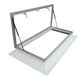 Aluminium dakbetreding (dakluik) 100x130 cm Tandem met klink met gasdrukveren (excl. koepel) (INFORMEER NAAR DE LEVERTIJD) (TIJDELIJK NIET LEVERBAAR)