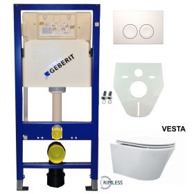 Geberit UP 100 Vesta Rimless wc + Flatline zitting + Delta 21 wit