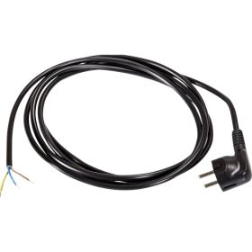 Kunststof aansluitsnoer H05VV-F 3 G 0,75 mm2 met haakse stekker zwart 2 meter