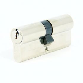 M-LOY messing vernikkelde dubbele europrofielcilinder gelijksluitend - 23 - 23 mm