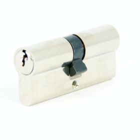 M-LOY messing vernikkelde dubbele europrofielcilinder verschillend sluitend - 40 - 40 mm