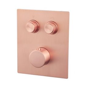 Wiesbaden Caral Klik Pro afbouwdeel inbouwthermostaat 2 weg geborsteld koper