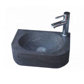 Natuursteen fontein Flow rechts met kraan, rooster en sifon