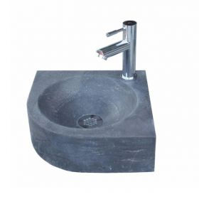 Natuursteen fontein Rondo met kraan, rooster en sifon