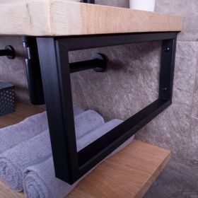 Wiesbaden Mat-zwarte vierkante ophangbeugel voor wastafelblad 40x14cm