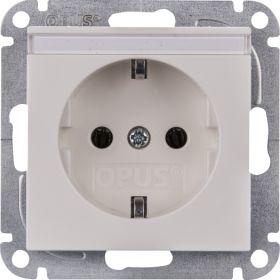 Opus 55 geaarde contactdoos met tekstveld | polarwit