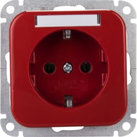 Opus 1 geaarde contactdoos met tekstveld rood