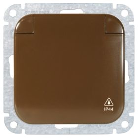 Opus 1 IP44 geaarde contactdoos met verend klapdeksel sepiabruin