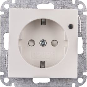 Opus 55 geaarde contactdoos met overspanningsbeveiliging alu - zilver - zijdeglans