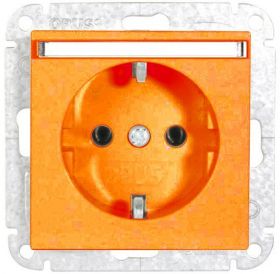 Opus 55 geaarde contactdoos met tekstveld | oranje