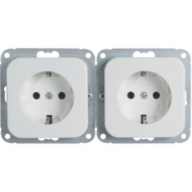 Opus Kanto Contactdoos 2-voudig wandcontactdoos geen afdekraam, helder wit