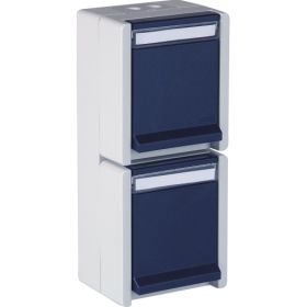 Opus Resist geaarde contactdoos 2-voudig, verticaal lichtgrijs/staalblauw IP55